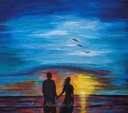 情侣油画图片大全 情头情侣双人油画
