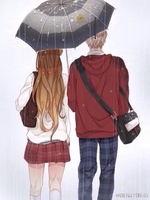 下雨情侣打伞图片 情侣下雨打伞朦胧唯美图片