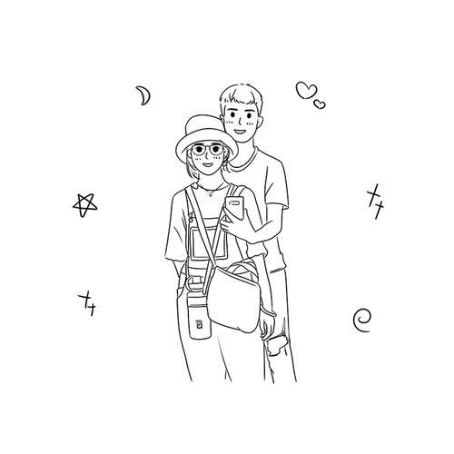 简笔画图片情侣 简笔画情侣简单