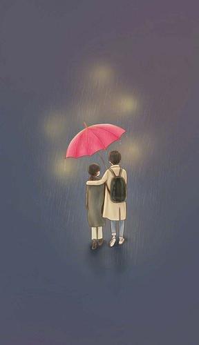 情侣雨天打伞唯美图片 情侣雨天撑伞图片唯美