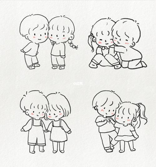 情侣简笔画图片可爱 好看的情侣简笔画