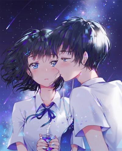 情侣图二次元 二次元情侣秀恩爱图片