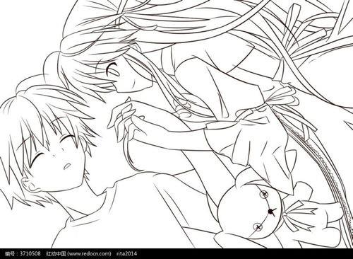 情侣线描画图片大全 线描情侣头像