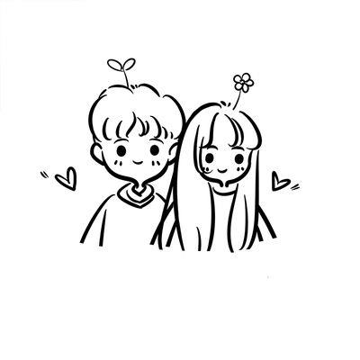 卡通情侣简笔画图片 情侣简笔画图片大全可爱