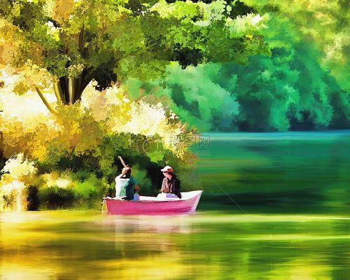 情侣划船的风景图片 划船图片唯美
