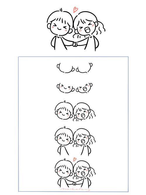 小情侣简笔画图片大全 简单的情侣简笔画