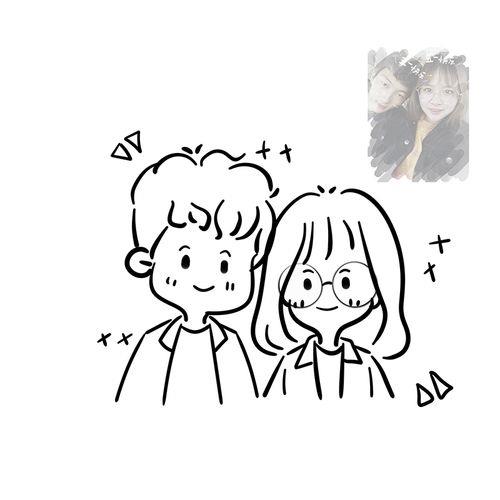 情侣卡通图案简笔画 情侣简笔画图片