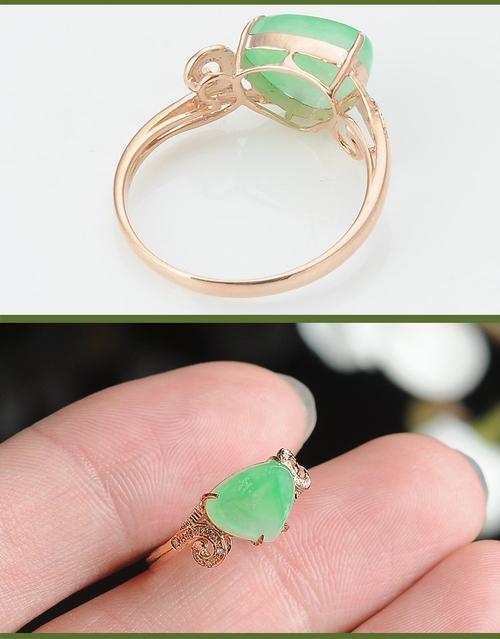 翡翠情侣戒指镶嵌图片 翡翠镶钻戒指图片