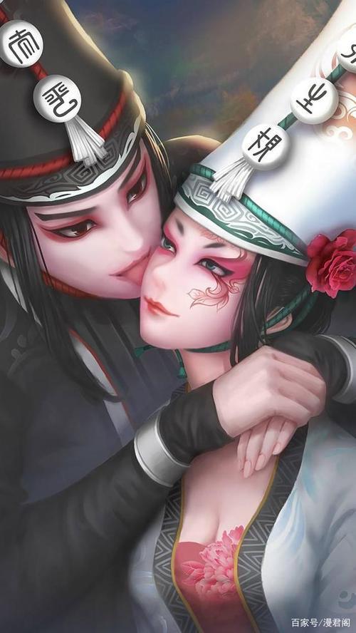 黑白无常情侣图高清 黑白无常图片q版情侣图片