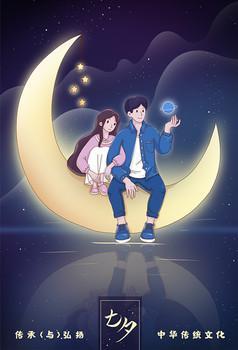 月亮背景男女情侣款图片 月亮背景情侣头像图片