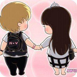 情侣图片卡通一左一右 情侣头像卡通一左一右图片