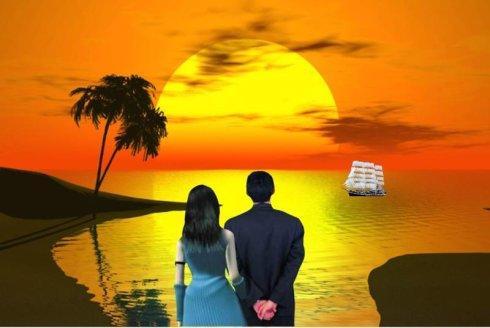 日出情侣图片 浪漫情侣看日出图片大全