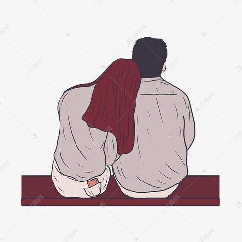 情侣背影动漫图片 情侣坐在一起的背影图片