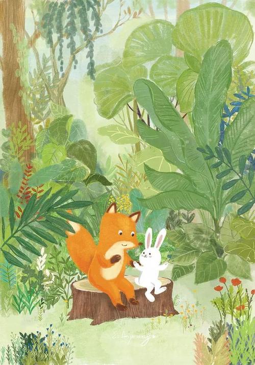 狐狸和兔子情侣图片 小兔子和小狐狸的图片