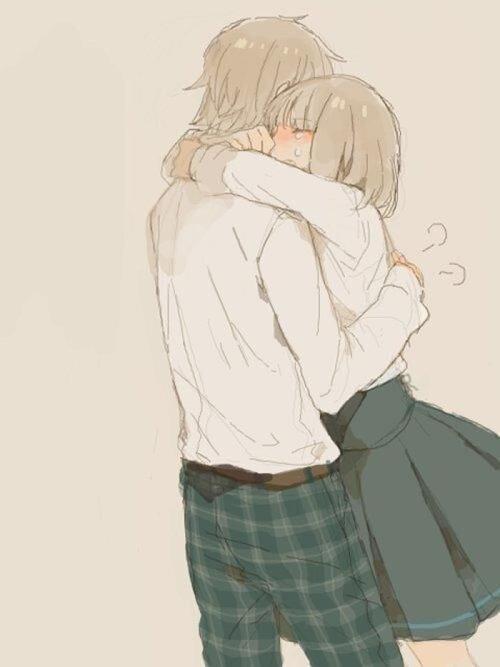 动漫情侣拥抱图片唯美 情侣头像男女拥抱图片动漫