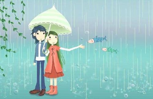 情侣下雨打伞背影图片 情侣下雨打伞朦胧唯美图片