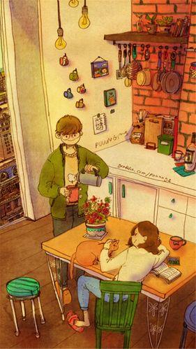 卡通情侣生活图片 卡通图片情侣浪漫