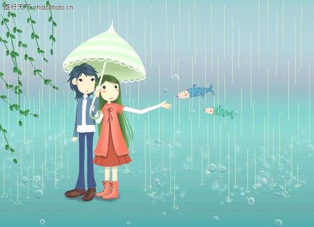 情侣雨中漫步背影图片 两个人雨中漫步背影图片