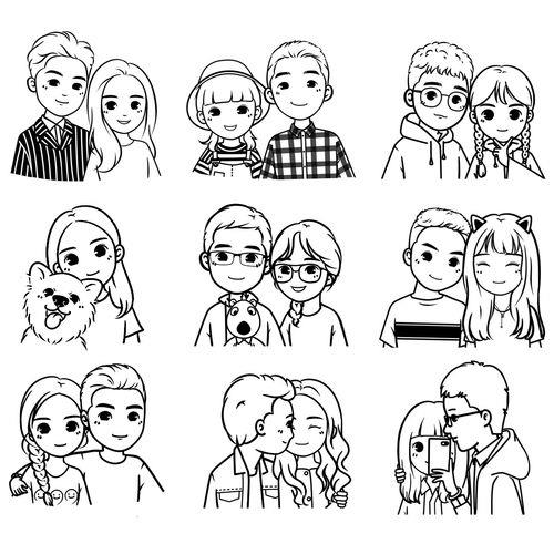 情侣画图片简笔画一对 简笔画图片大全情侣图片