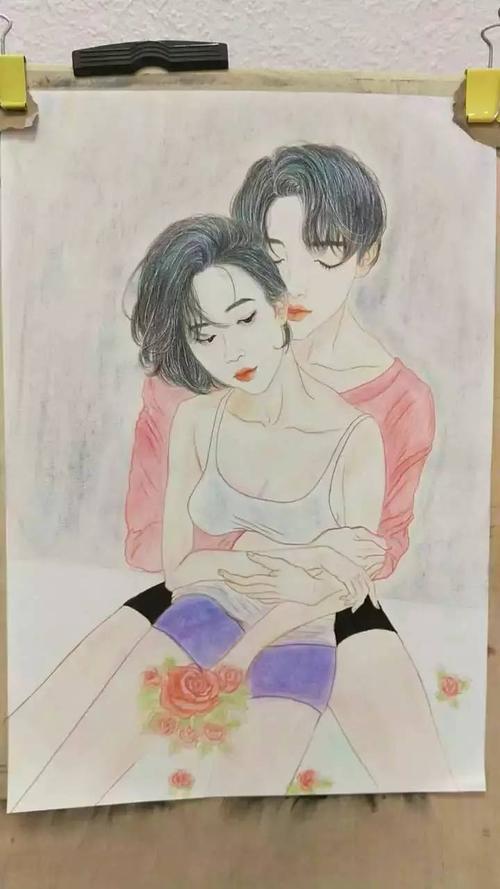 情侣彩铅画图片大全 彩铅手绘情侣头像图片