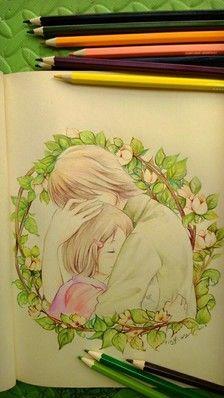 情侣彩铅画图片大全 彩铅手绘情侣头像图片