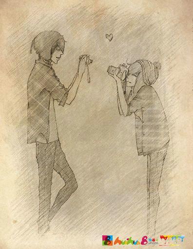 情侣彩铅画图片大全 彩铅手绘情侣头像图片