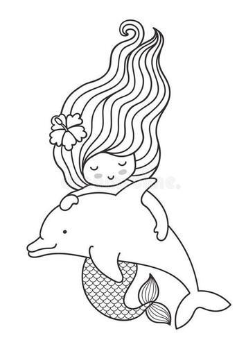 海豚图片手绘简笔画情侣人物 海豚的简笔画图片大全可爱图片