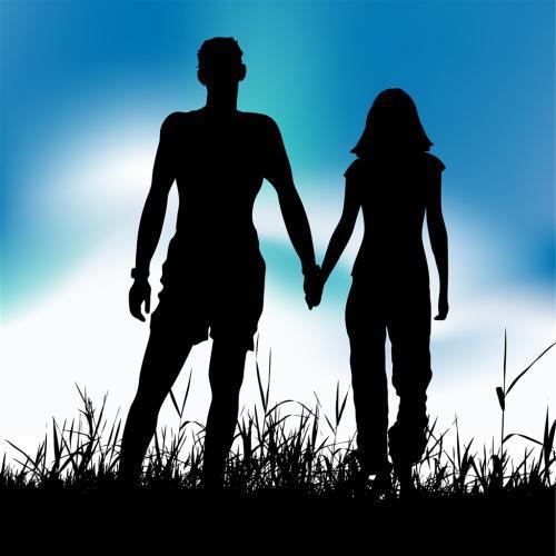 情侣剪影图片一男一女 情侣头像一男一女背影图片