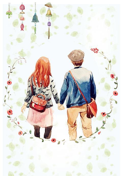 手拉手图片情侣卡通 情侣手牵手卡通图片