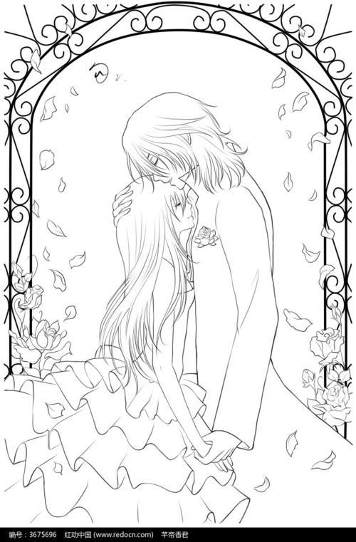 动漫情侣手绘画图片 手绘动漫情侣图片简笔画