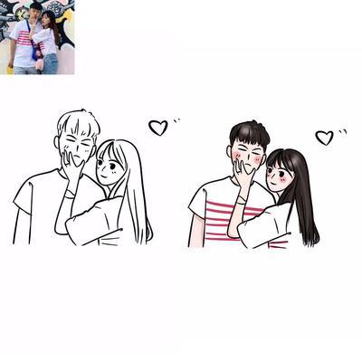 动漫情侣手绘画图片 手绘动漫情侣图片简笔画