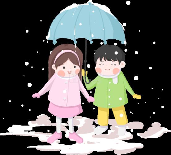 冬天情侣卡通图片 冬天情侣暖手图片卡通