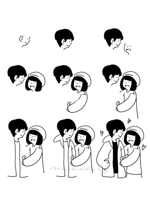 情侣简易绘画图 情侣绘画图片简笔画