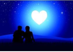情侣月亮图片 情侣一起看月亮图片