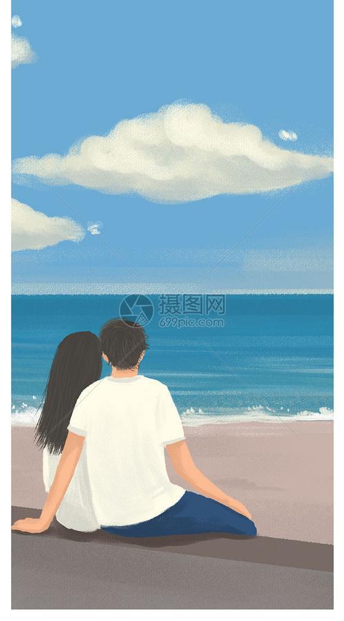 海边情侣背景图 海边风景图片情侣背影