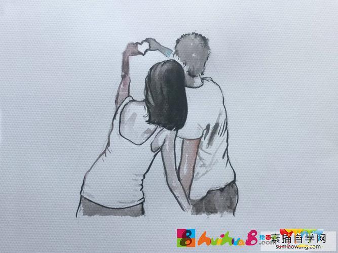 情侣牵手素描图片 简单情侣牵手图画素描