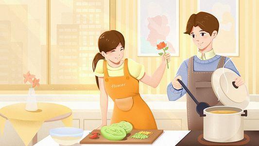 情侣一起做饭的图片 夫妻一起做饭浪漫图片