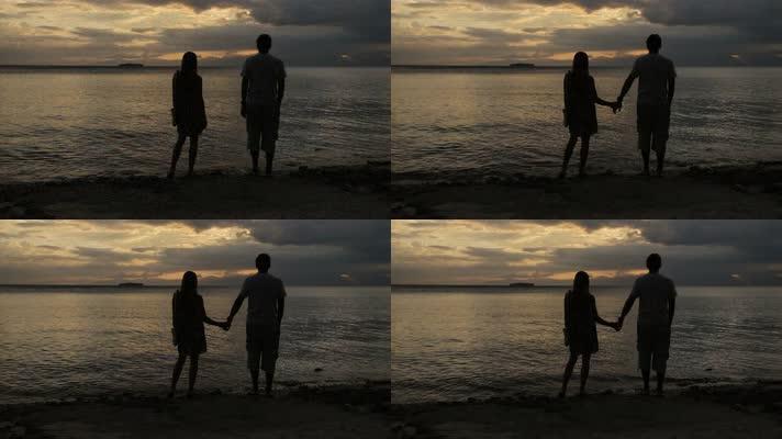 情侣在海边的图片 海边情侣背景图