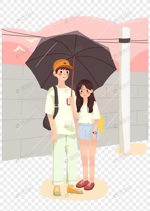 情侣撑伞图片 情侣雨天撑伞图片唯美