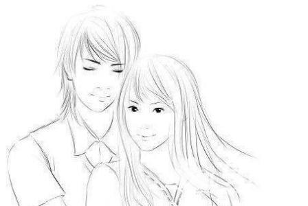 一对情侣的素描图画 情侣素描图片大全简单漂亮