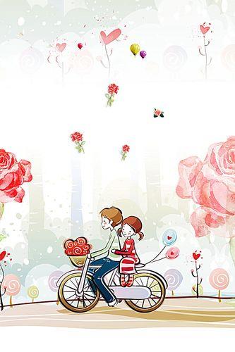 卡通情侣背景图片 卡通人物情侣图片