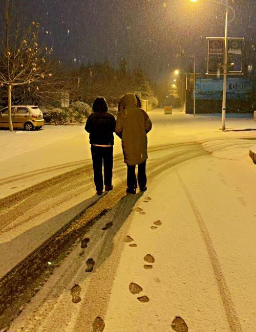 下雪天情侣牵手走图片 下雪情侣牵手浪漫图