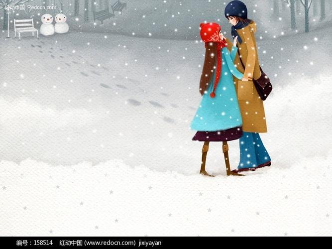 下雪天情侣牵手走图片 下雪情侣牵手浪漫图
