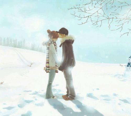 下雪天情侣牵手走图片 下雪情侣牵手浪漫图
