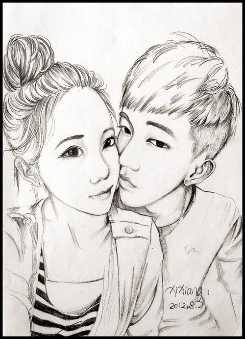 情侣素描图片 素描情侣图片简单
