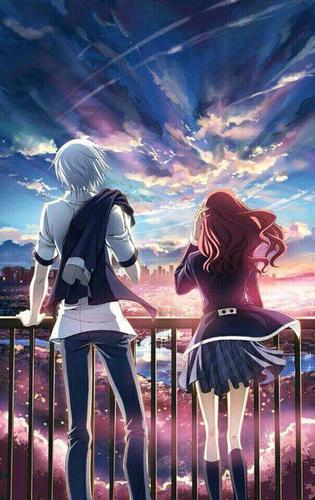 二次元情侣背景图一对 二次元情侣甜蜜背景图片