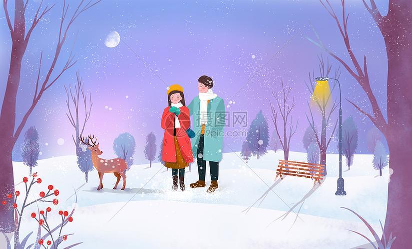 下雪天情侣图片 下雪的情侣头像图片