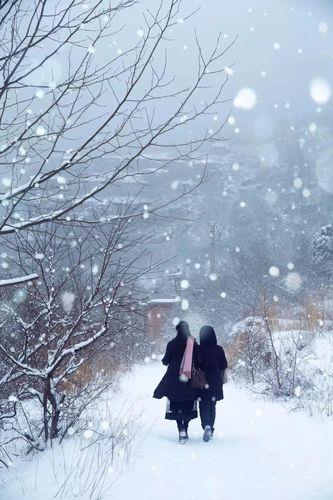 下雪天情侣图片 下雪的情侣头像图片