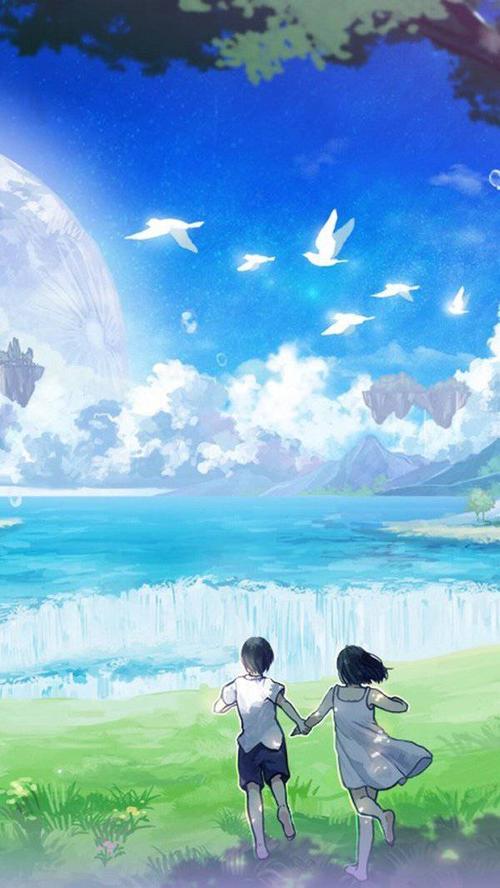 动漫情侣牵手图片 情侣图片手牵手动漫背景图片