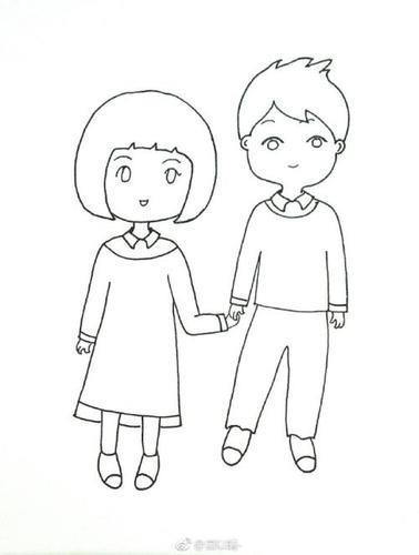 情侣图画简单又好看 画一对情侣的图片简单